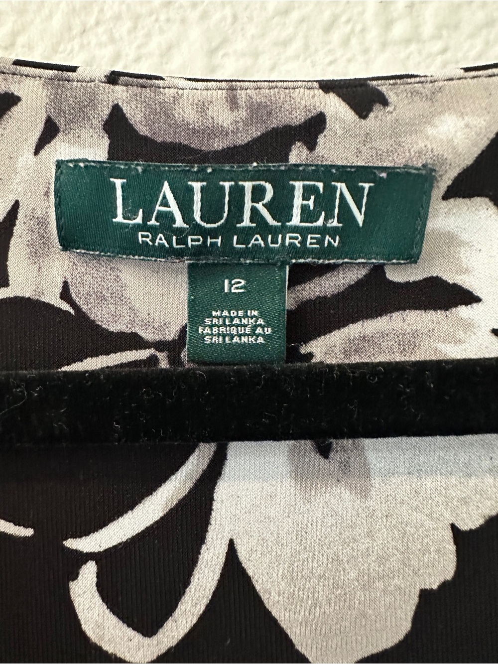 Ralph Lauren Black & White Floral Wrap-Style Long Sleeve Dress - Picture 3 of 5